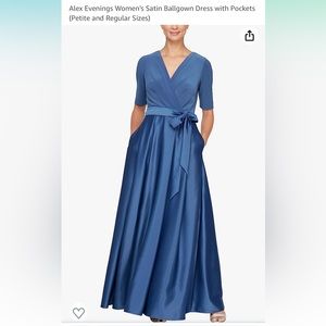 Alex Evenings women’s satin ballgown dress with pockets